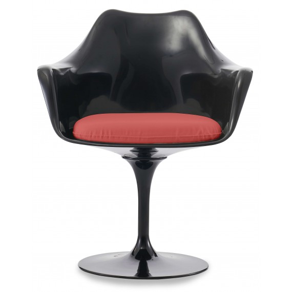 Réplique du chaise Tulip Arms totalement noir avec coussin